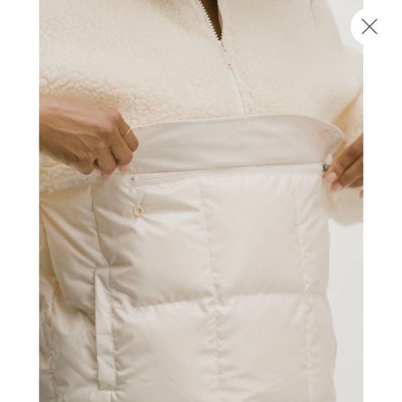 Fabletics Nelly Mixed Media Half Zip Puffer Sherpa Jacket Size Medium NWOT Ivory - Picture 6 of 14